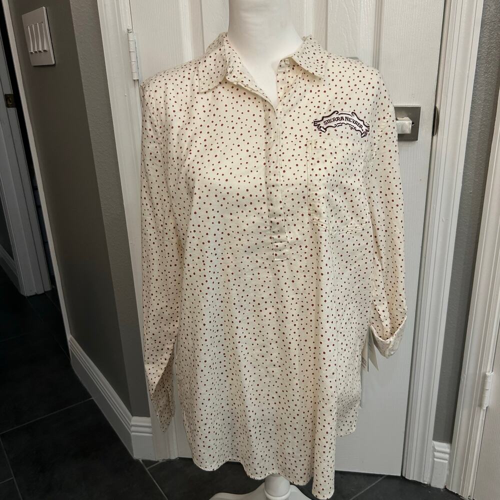 Normcore Carve Designs Sawyer Polka Dot Twill Tunic Shirt Size Large NWT
